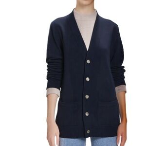 J. Crew Dark Navy Merino Wool  Cardigan Size Medium